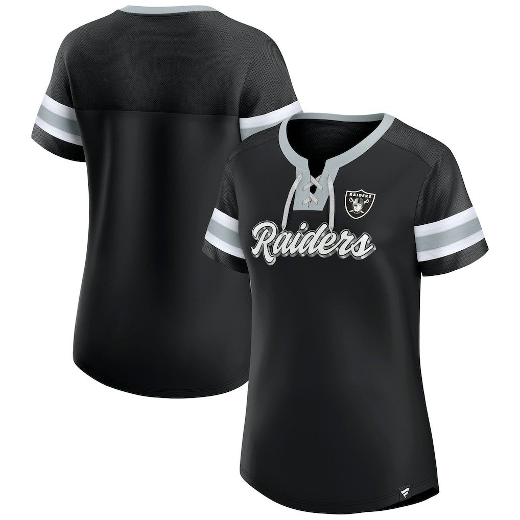 Las Vegas Raiders Women's Original State Lace-Up T-Shirt Black