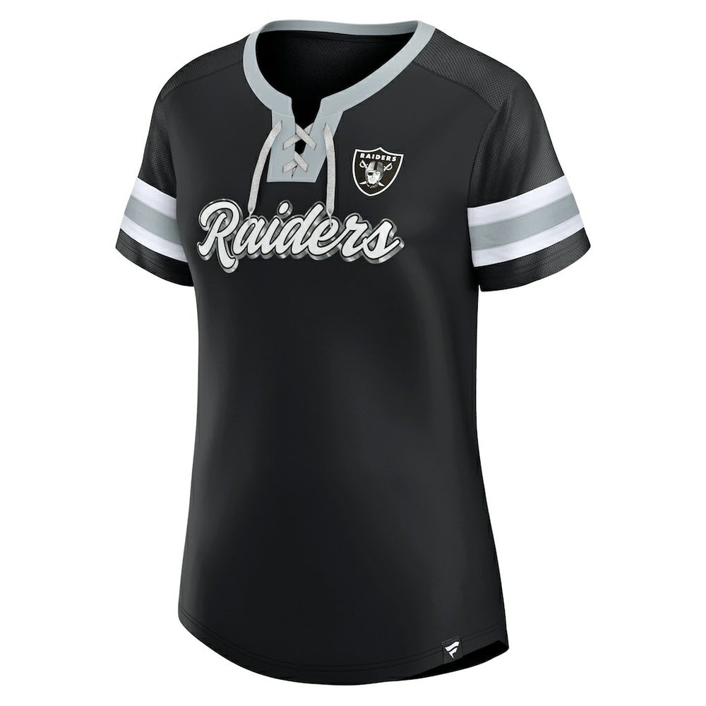 Las Vegas Raiders Women's Original State Lace-Up T-Shirt Black