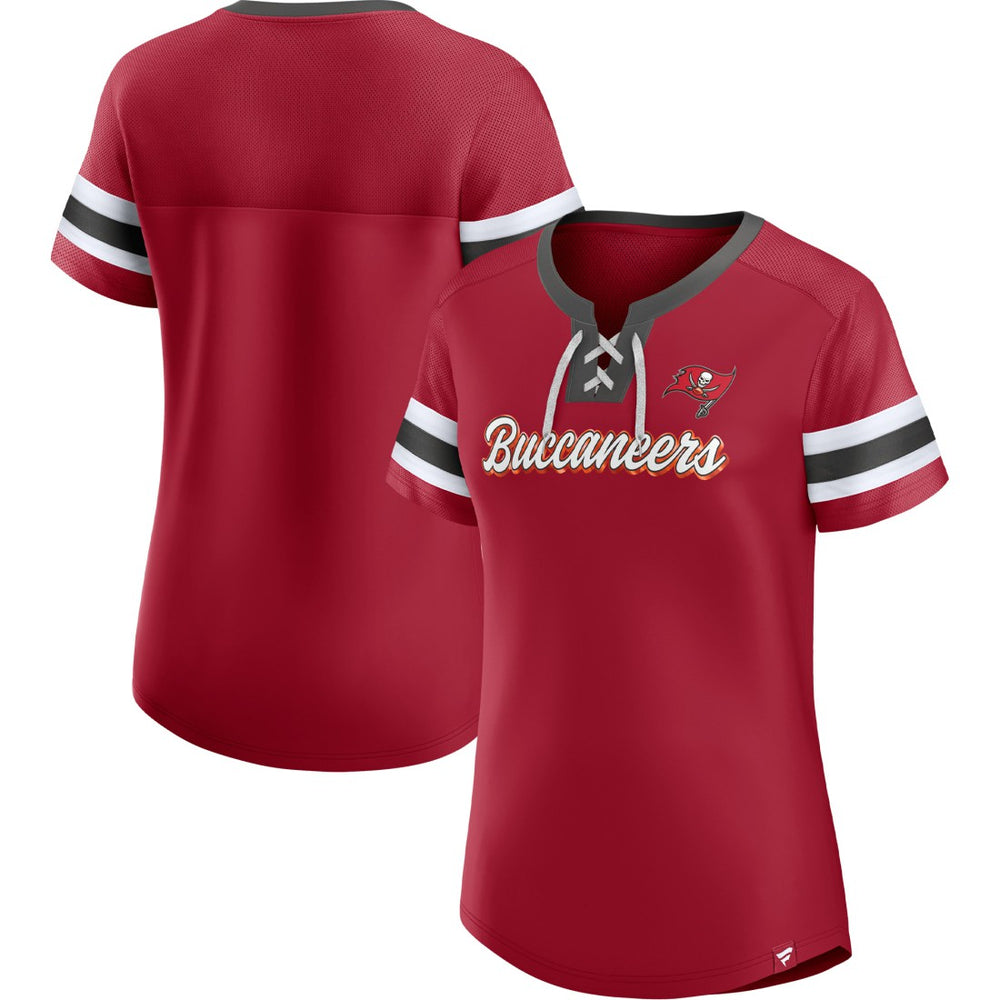 Tampa Bay Buccaneers Women's Original State Lace-Up T-Shirt Red