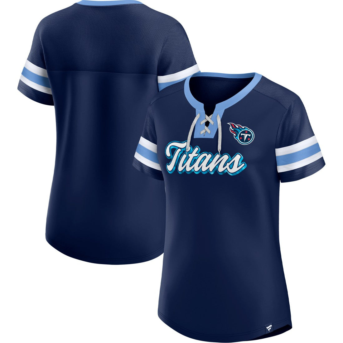Tennessee Titans Women's Original State Lace-Up T-Shirt Navy