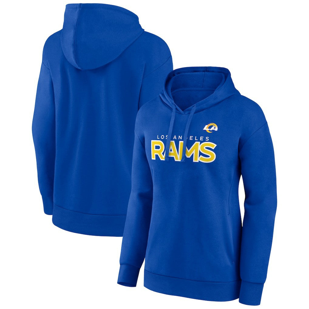 Los Angeles Rams Women's Iconic Cotton Fleece Checklist Pullover Hoodie Royal