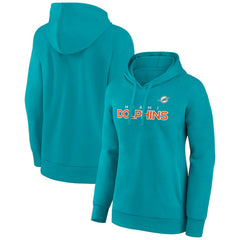 Miami Dolphins Women's Iconic Cotton Fleece Checklist Pullover Hoodie Aqua