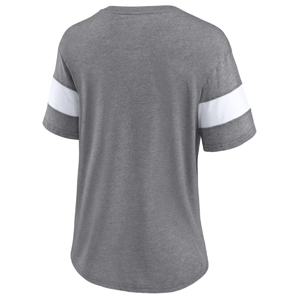 Cleveland Browns Women's Distressed Team Tri-Blend V-Neck T-Shirt Heathered Gray/White
