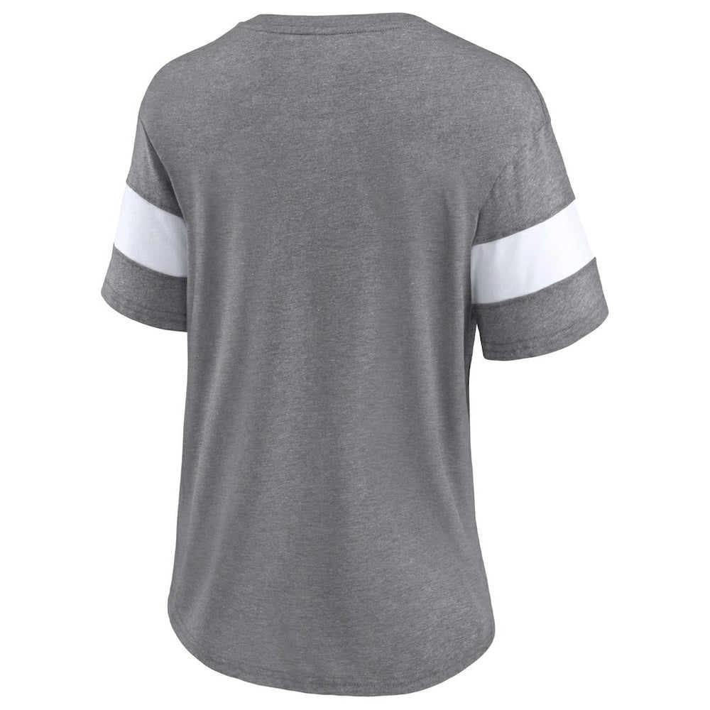 Cleveland Browns Women's Distressed Team Tri-Blend V-Neck T-Shirt Heathered Gray/White