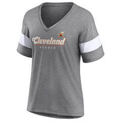 Cleveland Browns Women's Give It All Half-Sleeve Tri-Blend V-Neck T-Shirt Heather Gray