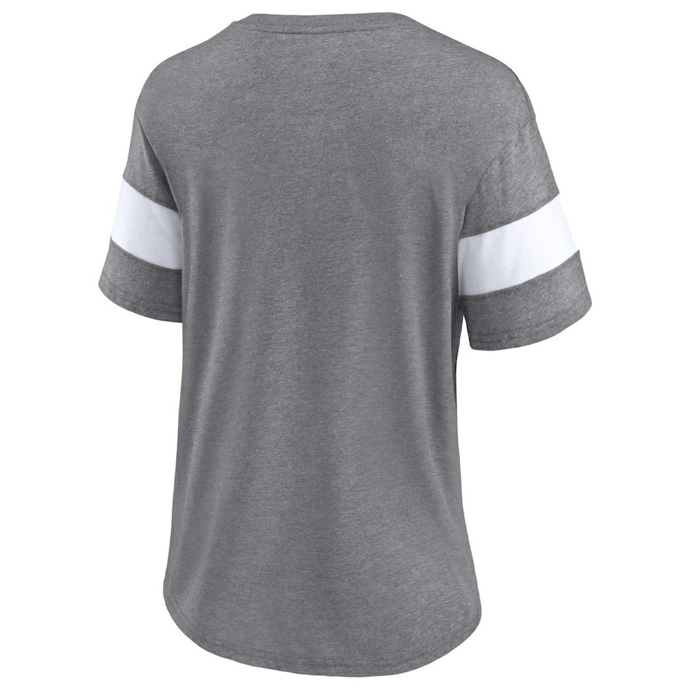 Cleveland Browns Women's Give It All Half-Sleeve Tri-Blend V-Neck T-Shirt Heather Gray