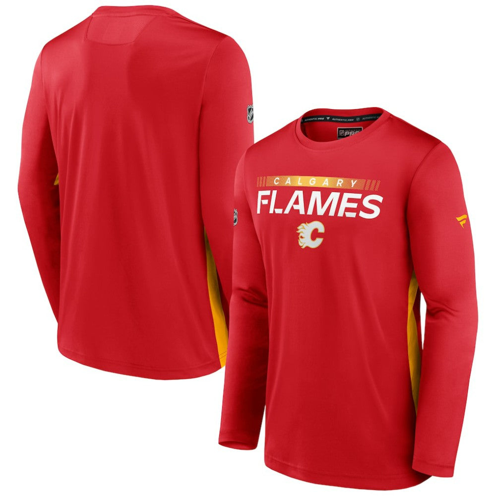 NHL Calgary Flames Fanatics Authentic Pro Rink Performance Long Sleeve T-Shirt - Red