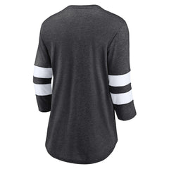 Las Vegas Raiders Women's Primary Logo 3/4 Sleeve Scoop Neck T-Shirt Heathered Charcoal