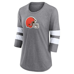 Cleveland Browns Women's Primary Logo 3/4 Sleeve Scoop Neck T-Shirt Heathered Gray