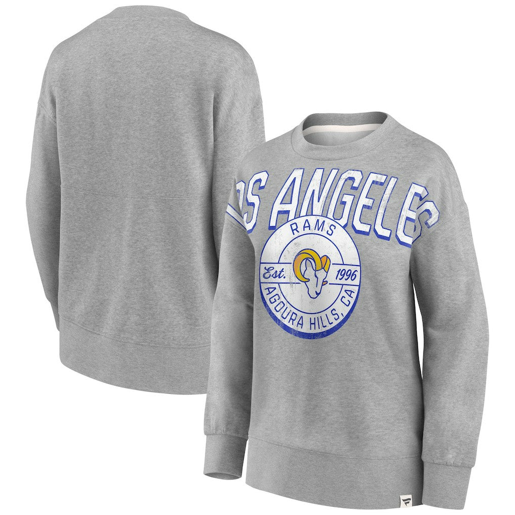 Los Angeles Rams Women's Jump Distribution Tri-Blend Pullover Sweatshirt Heathered Gray