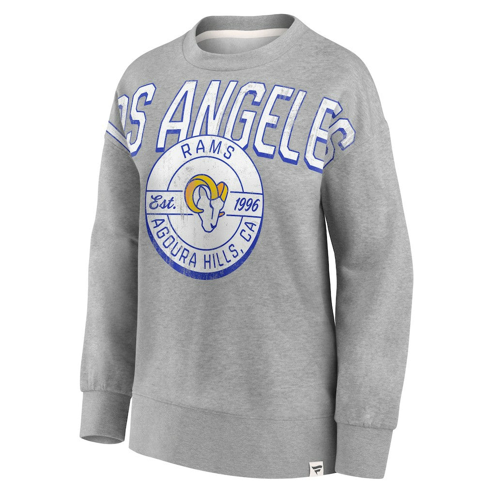 Los Angeles Rams Women's Jump Distribution Tri-Blend Pullover Sweatshirt Heathered Gray