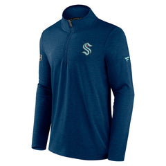NHL Seattle Kraken Fanatics Authentic Pro Rink Quartet-Zip Jacket - Heather Deep Sea Blue