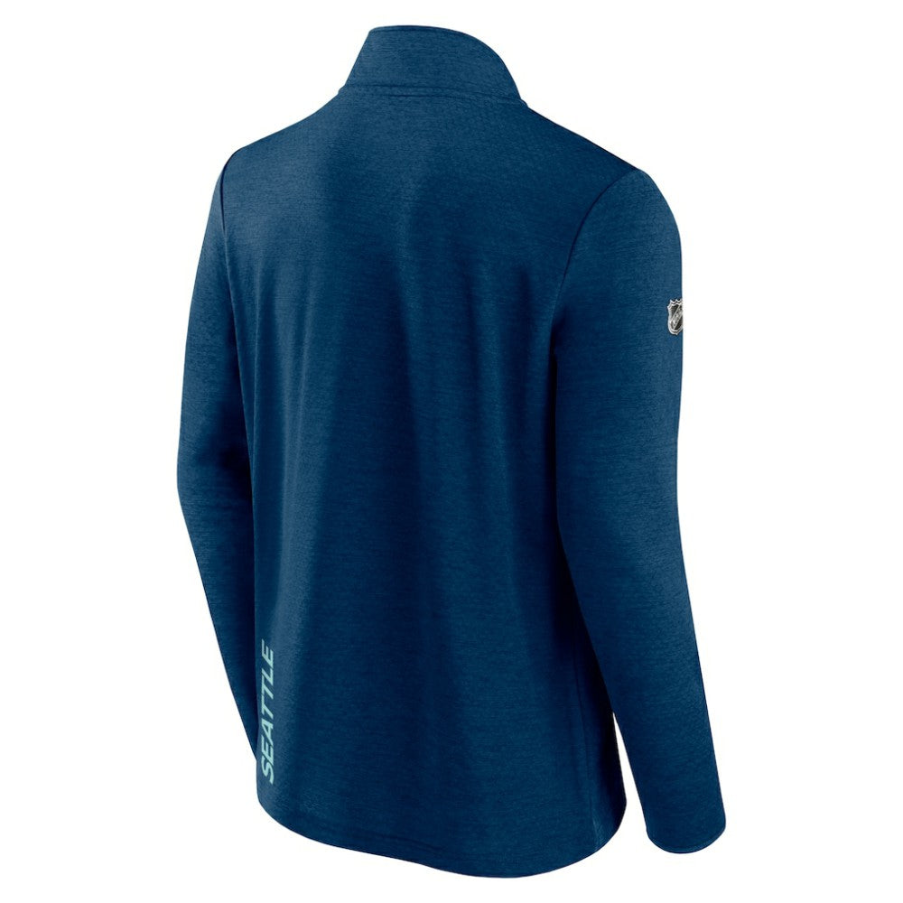NHL Seattle Kraken Fanatics Authentic Pro Rink Quartet-Zip Jacket - Heather Deep Sea Blue
