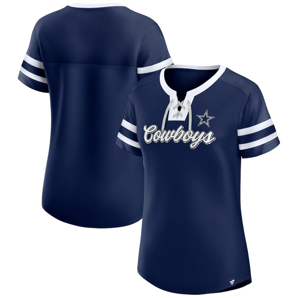 Dallas Cowboys Women's Original State Lace-Up T-Shirt Navy