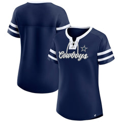 Dallas Cowboys Women's Original State Lace-Up T-Shirt Navy