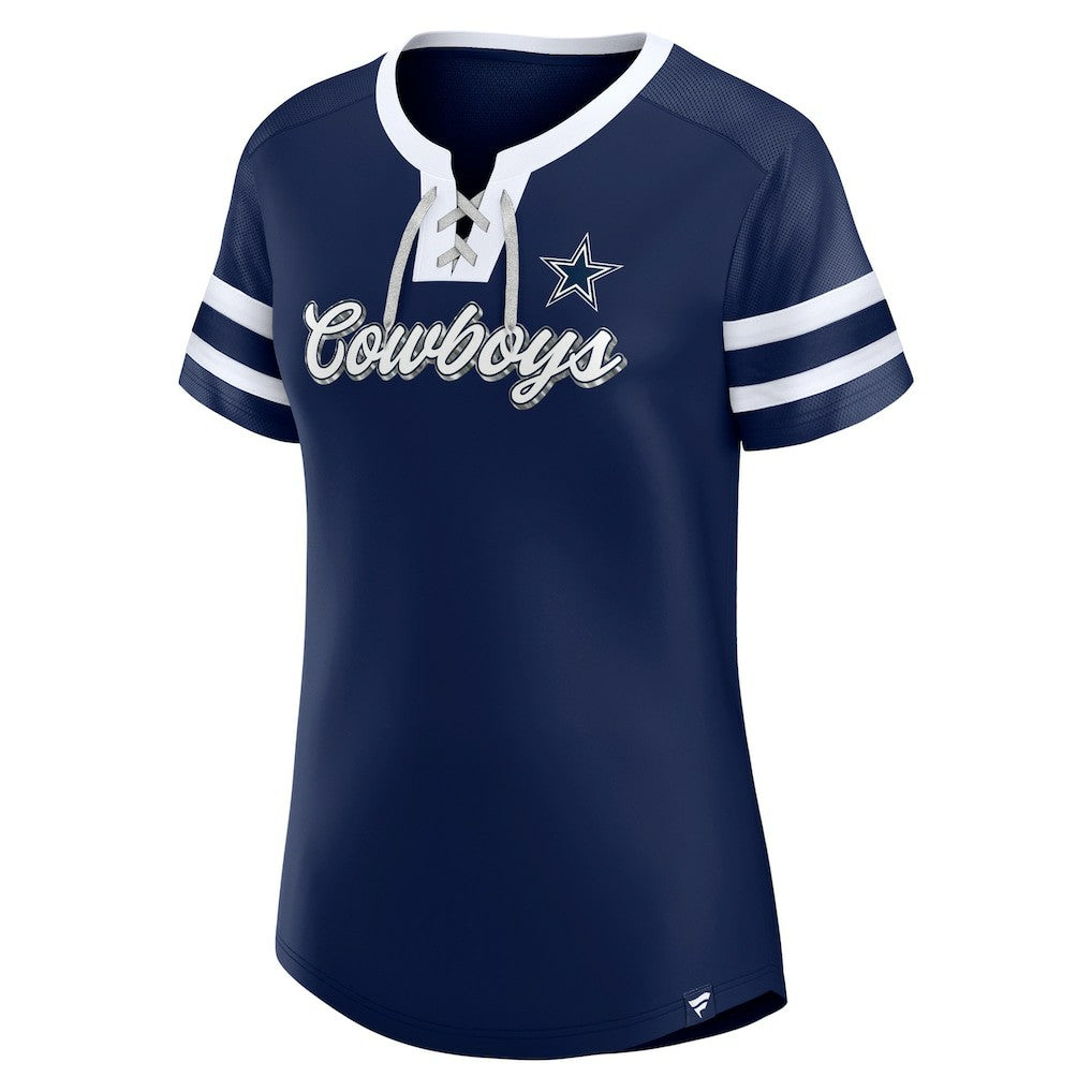 Dallas Cowboys Women's Original State Lace-Up T-Shirt Navy