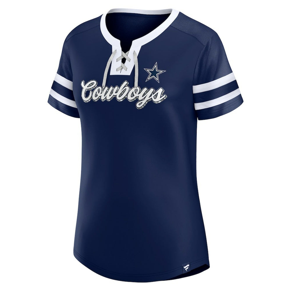 Dallas Cowboys Women's Original State Lace-Up T-Shirt Navy