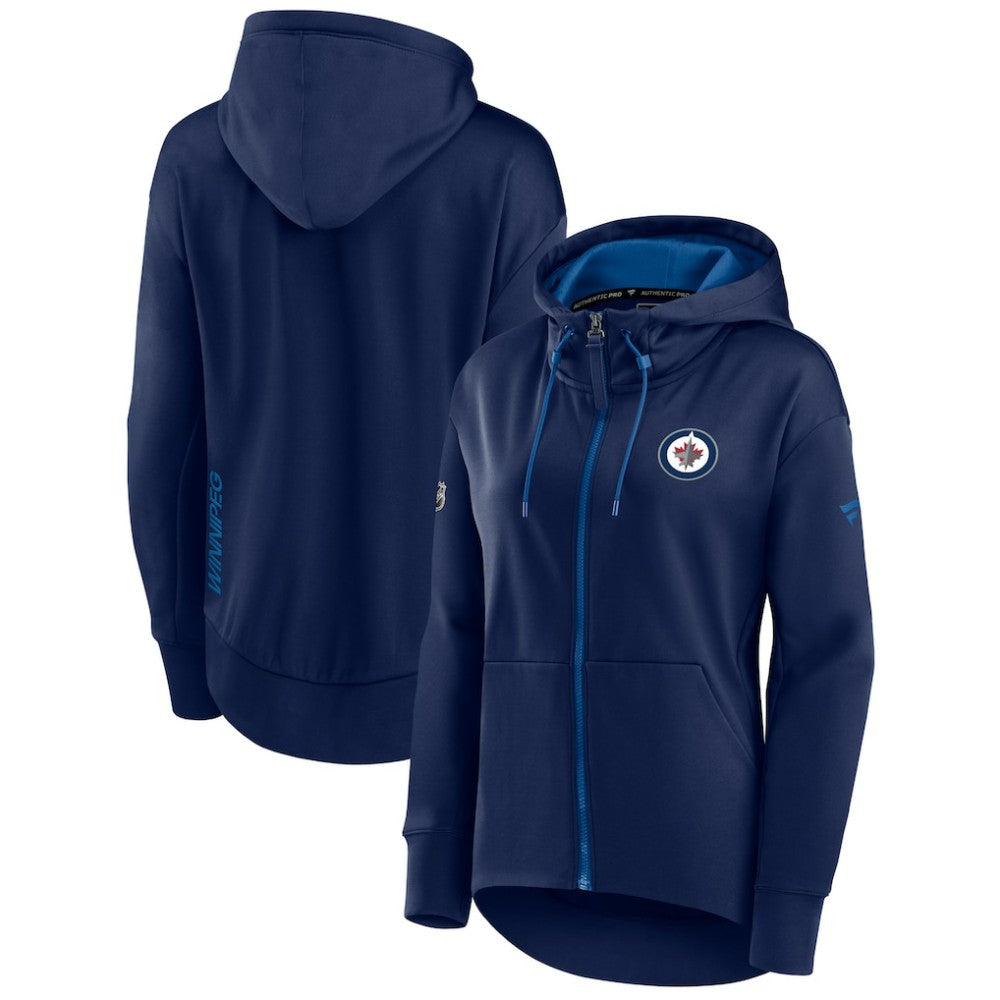 NHL Winnipeg Jets Fanatics Women's Authentic Pro Rink Full-Zip Hoodie - Navy