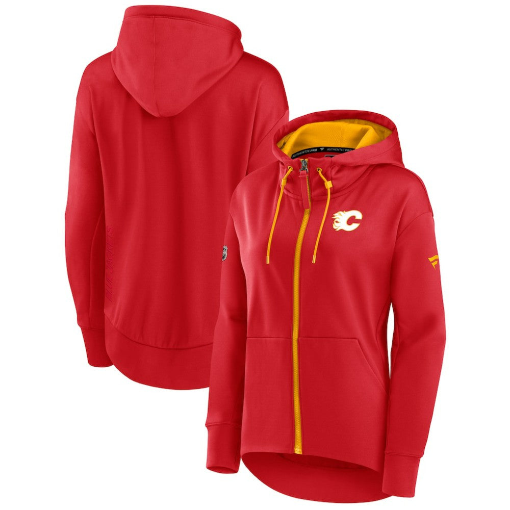 NHL Calgary Flames Fanatics Women's Authentic Pro Rink Full-Zip Hoodie - Red