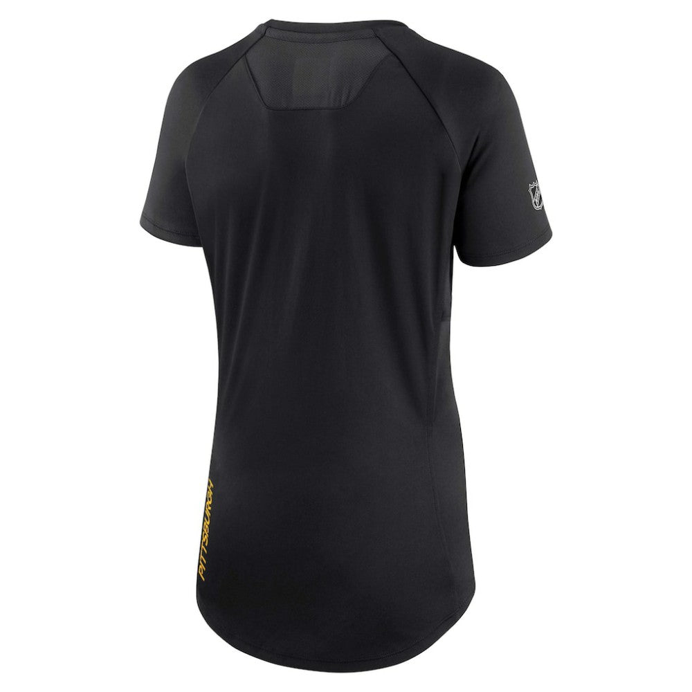 NHL Pittsburgh Penguins Fanatics Women's Authentic Pro Rink Raglan Tech T-Shirt - Black