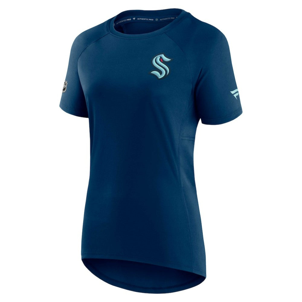 NHL Seattle Kraken Fanatics Women's Authentic Pro Rink Raglan Tech T-Shirt - Deep Sea Blue