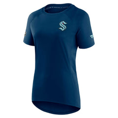 NHL Seattle Kraken Fanatics Women's Authentic Pro Rink Raglan Tech T-Shirt - Deep Sea Blue
