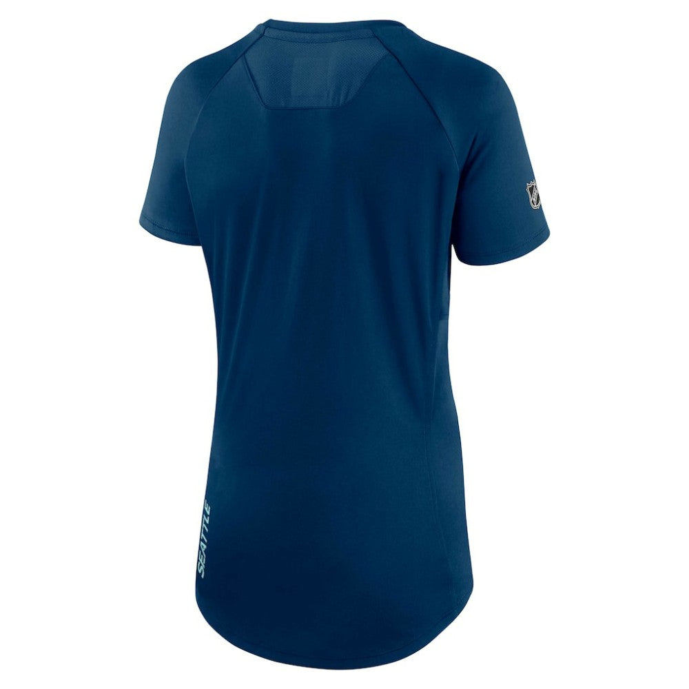 NHL Seattle Kraken Fanatics Women's Authentic Pro Rink Raglan Tech T-Shirt - Deep Sea Blue