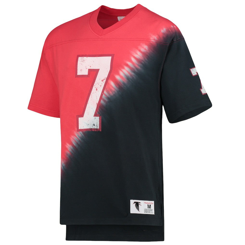 Michael Vick Atlanta Falcons Retired Player Name & Number Diagonal Tie-Dye V-Neck T-Shirt Black/Red