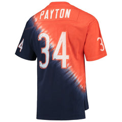 Walter Payton Chicago Bears Retired Player Name & Number Diagonal Tie-Dye V-Neck T-Shirt Orange/Navy