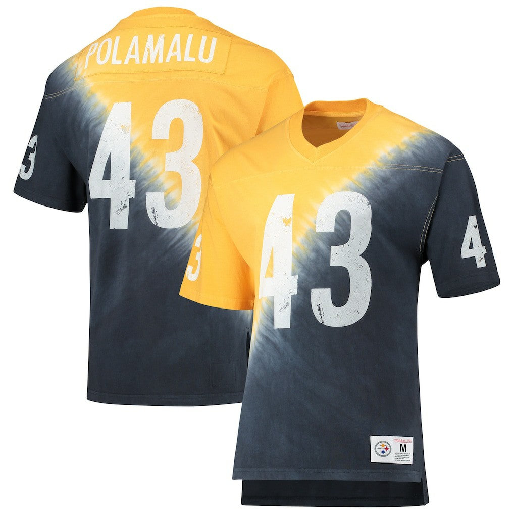 Troy Polamalu Pittsburgh Steelers Retired Player Name & Number Diagonal Tie-Dye V-Neck T-Shirt Gold/Black