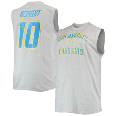 Justin Herbert Los Angeles Chargers Big & Tall Player Name & Number Muscle Tank Top Heathered Gray