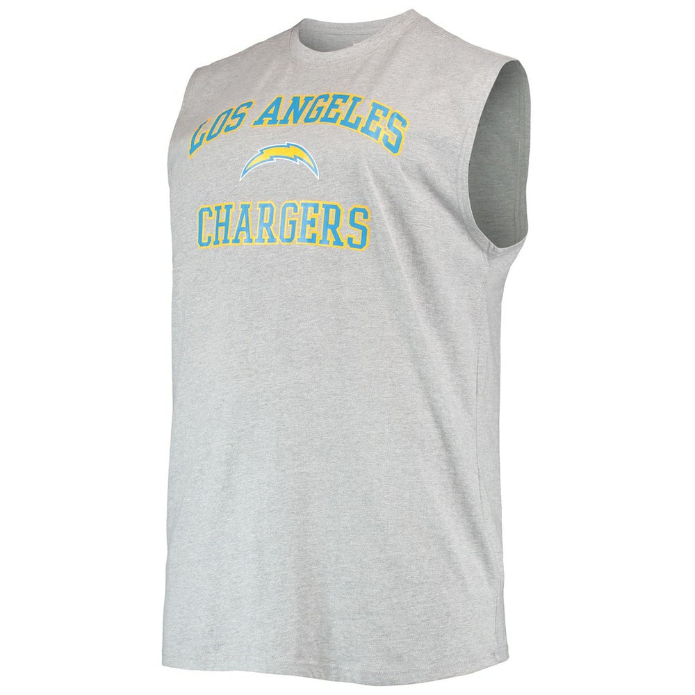 Justin Herbert Los Angeles Chargers Big & Tall Player Name & Number Muscle Tank Top Heathered Gray