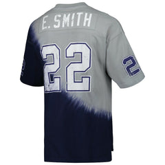 Emmitt Smith Dallas Cowboys Retired Player Name & Number Diagonal Tie-Dye V-Neck T-Shirt Navy/Gray