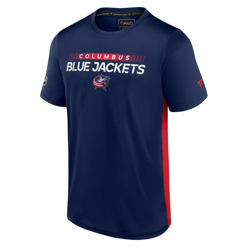 NHL Columbus Blue Jackets Fanatics Authentic Pro Rink Tech T-Shirt - Navy/Red