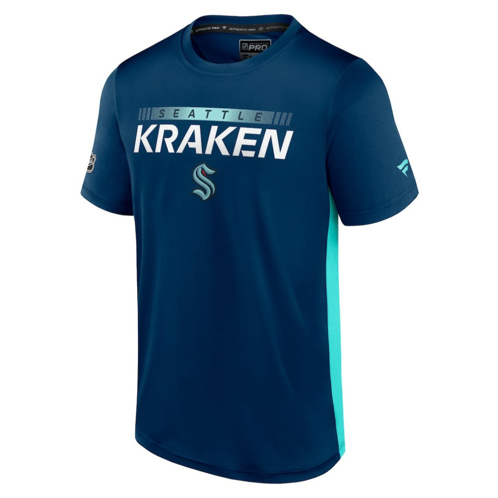 NHL Seattle Kraken Fanatics Authentic Pro Rink Tech T-Shirt - Deep Sea Blue/Light Blue