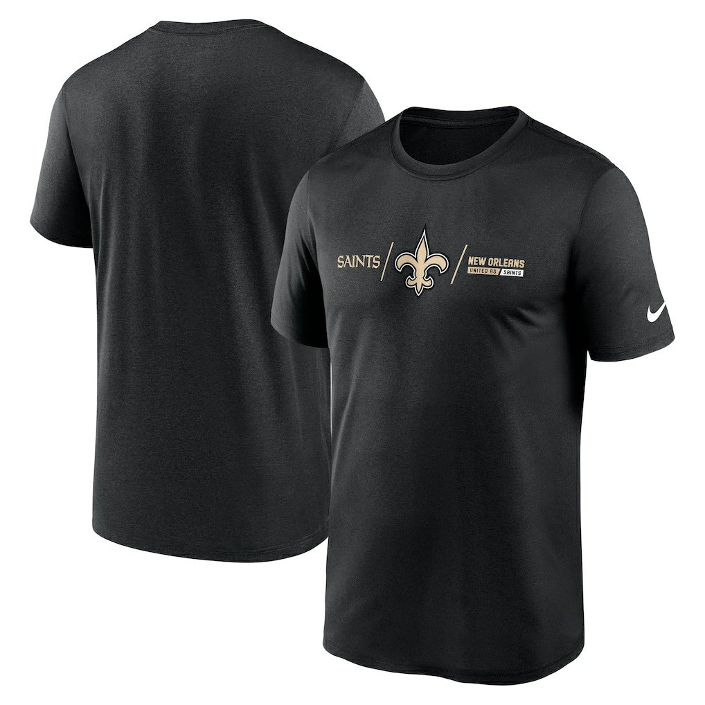 New Orleans Saints Horizontal Lockup Legend Performance T-Shirt Black