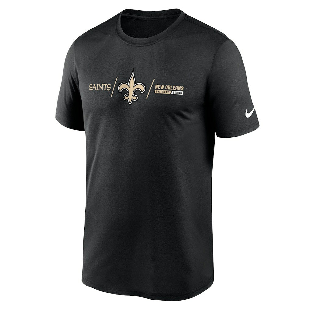 New Orleans Saints Horizontal Lockup Legend Performance T-Shirt Black
