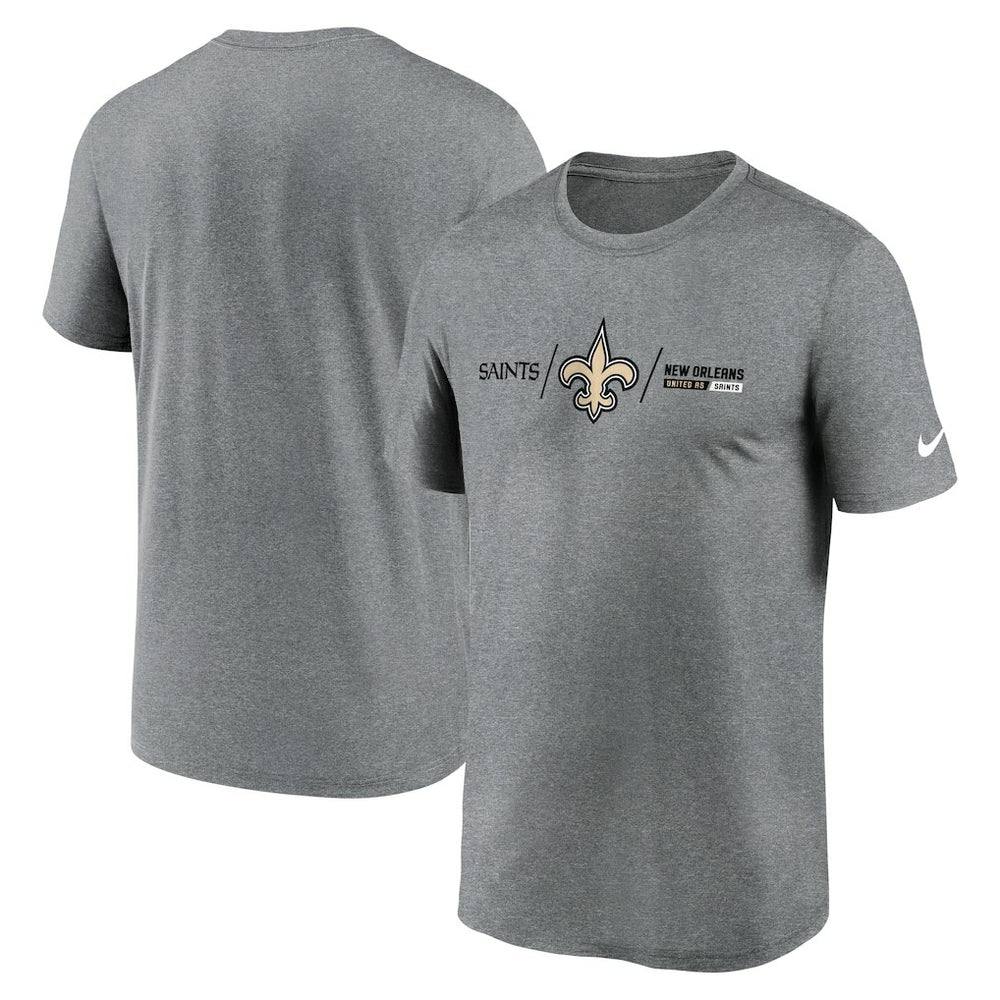 New Orleans Saints Horizontal Lockup Legend Performance T-Shirt Heathered Charcoal