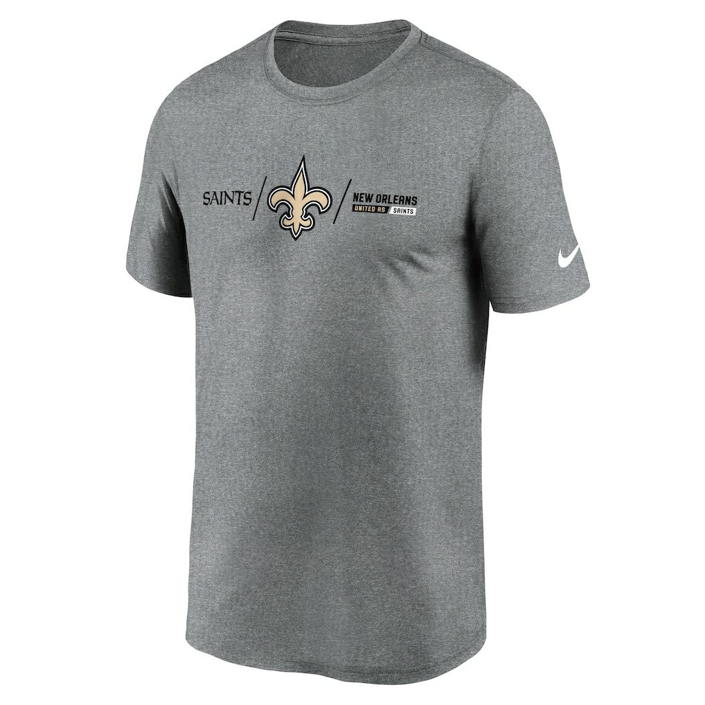 New Orleans Saints Horizontal Lockup Legend Performance T-Shirt Heathered Charcoal