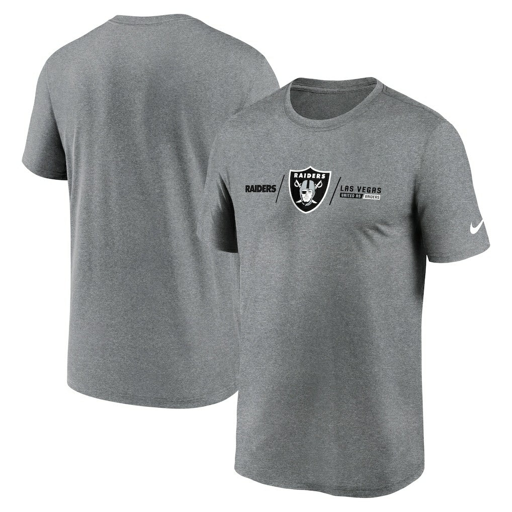 Las Vegas Raiders Horizontal Lockup Legend Performance T-Shirt Heather Charcoal