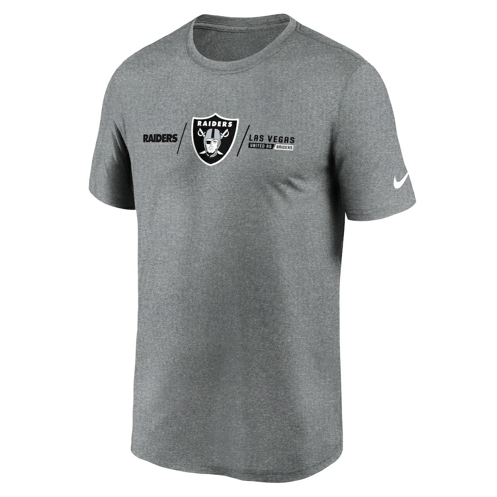 Las Vegas Raiders Horizontal Lockup Legend Performance T-Shirt Heather Charcoal