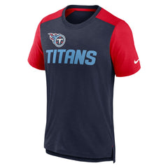 Tennessee Titans Color Block Team Name T-Shirt Heathered Navy/Heathered Red