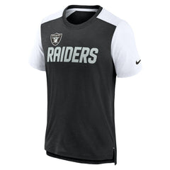 Las Vegas Raiders Color Block Team Name T-Shirt Heathered Black/White