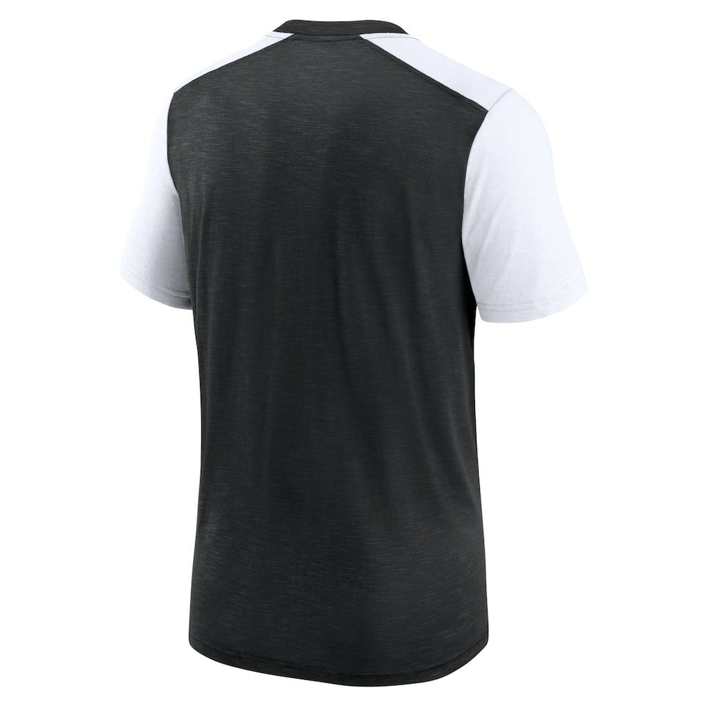 Las Vegas Raiders Color Block Team Name T-Shirt Heathered Black/White