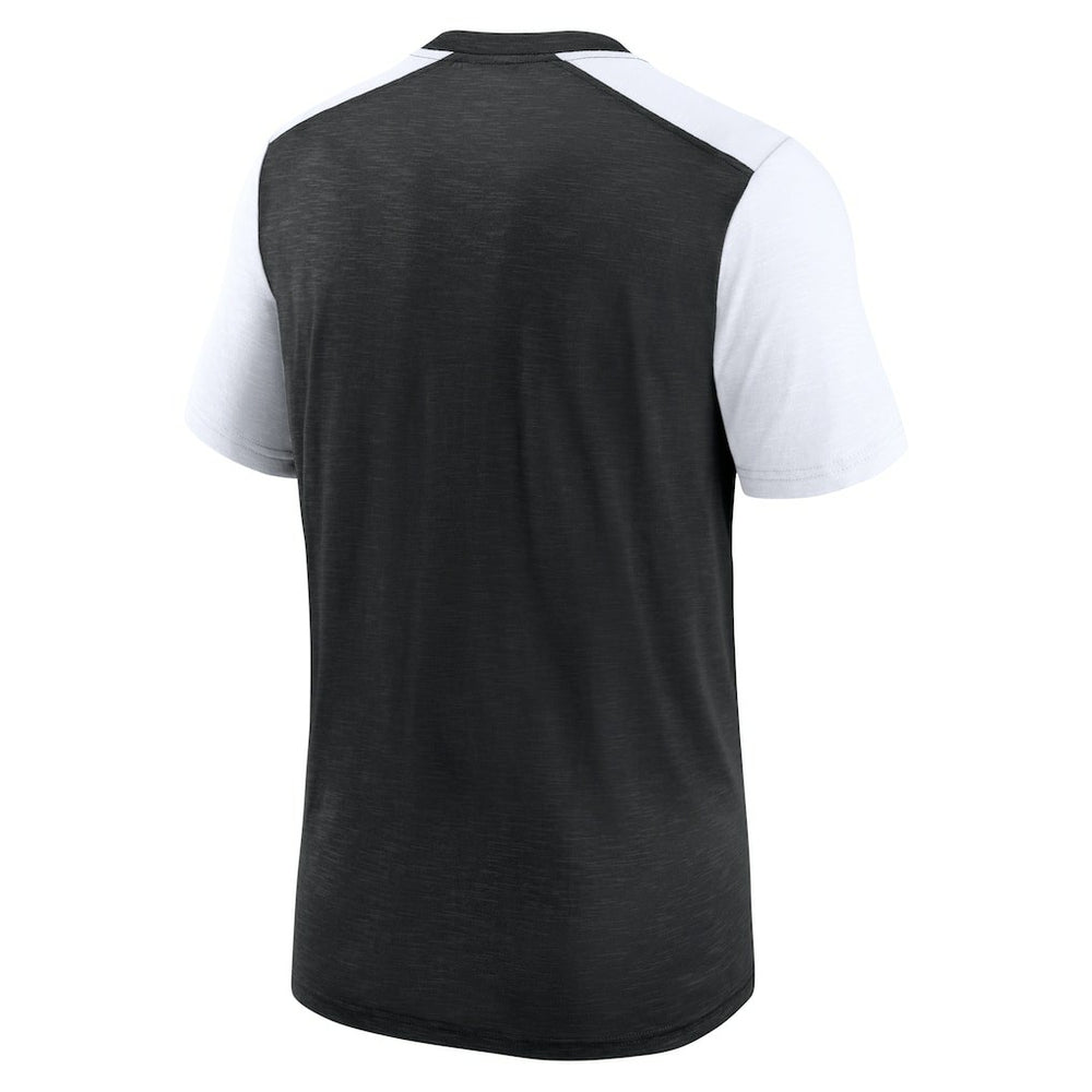 Las Vegas Raiders Color Block Team Name T-Shirt Heathered Black/White