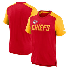 Kansas City Chiefs Color Block Team Name T-Shirt Heathered Red/Heathered Gold