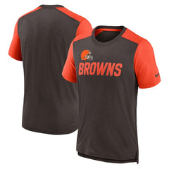 Cleveland Browns Color Block Team Name T-Shirt Heathered Brown/Heathered Orange