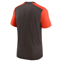 Cleveland Browns Color Block Team Name T-Shirt Heathered Brown/Heathered Orange