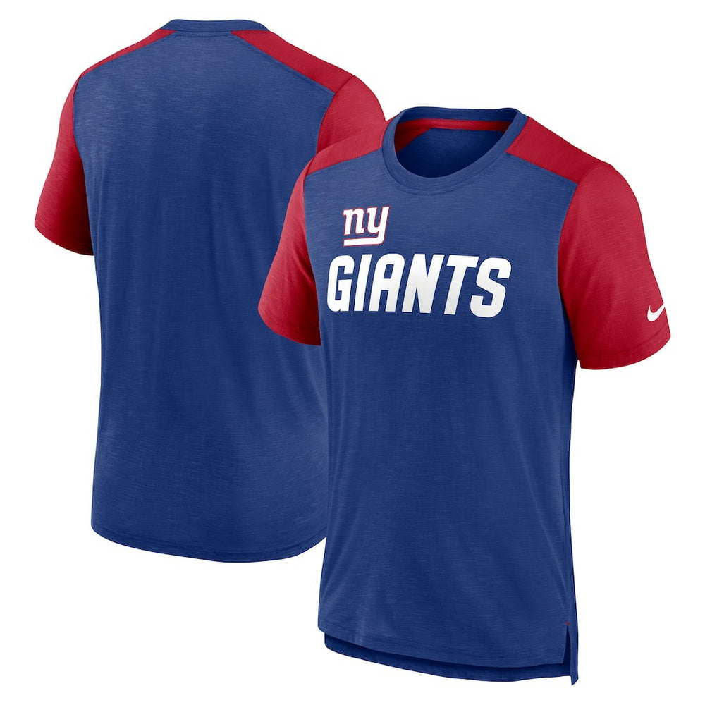 New York Giants Color Block Team Name T-Shirt Heathered Royal/Heathered Red