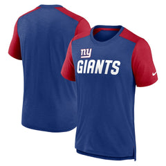 New York Giants Color Block Team Name T-Shirt Heathered Royal/Heathered Red